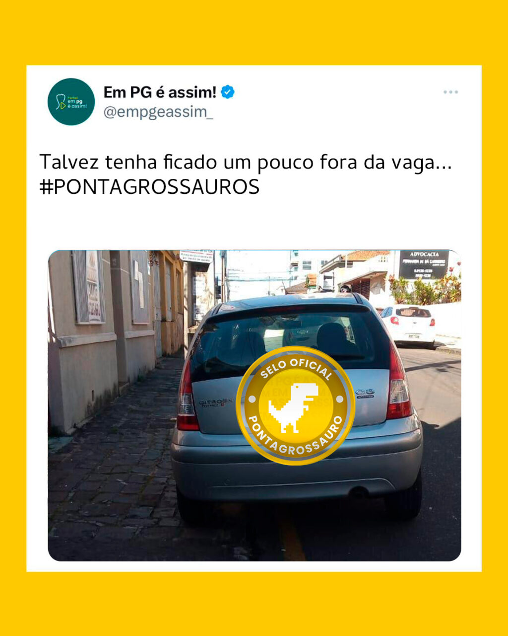 Só uma roda fora da vaga!