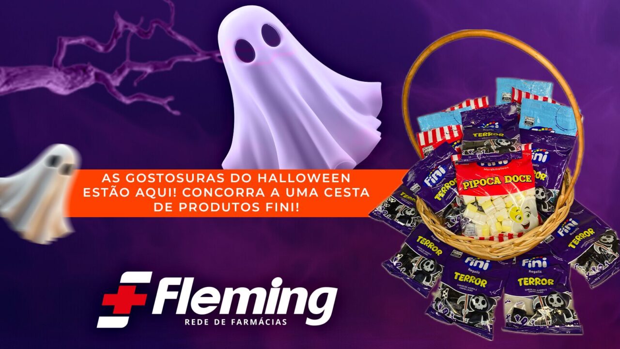 Fleming entra no clima do Halloween com cesta repleta de doces Fini