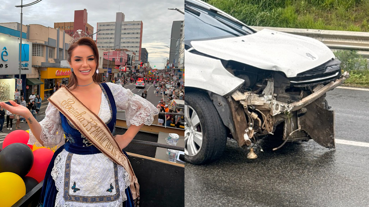 Rainha da 33ª München sofre acidente de carro na BR-376