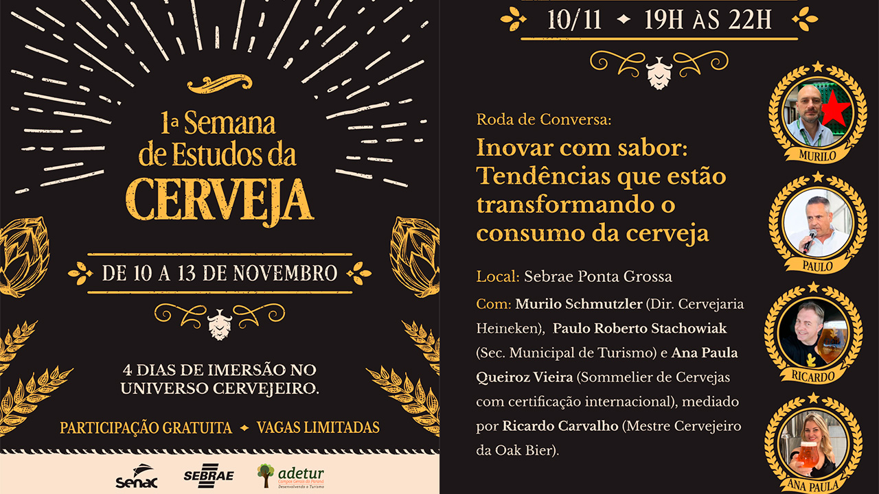 Ponta Grossa recebe a 1ª Semana de Estudos da Cerveja: um brinde à inovação, sabor e conhecimento