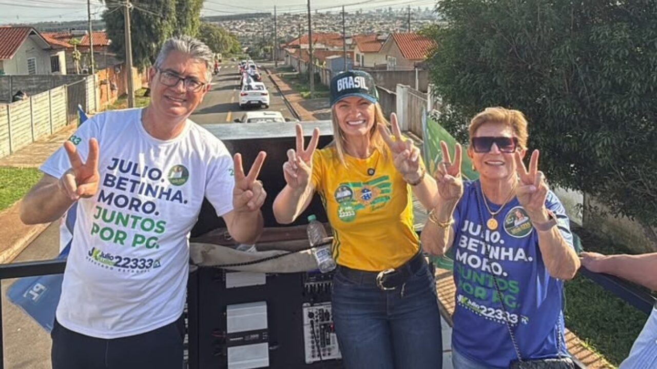 Carreata reúne apoiadores de Aline Sleutjes e Júlio Küller em Ponta Grossa